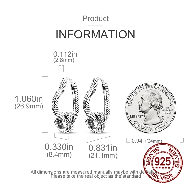 Women's 925 Sterling Silver Multi-Loop Heart-Shaped Snake Earrings